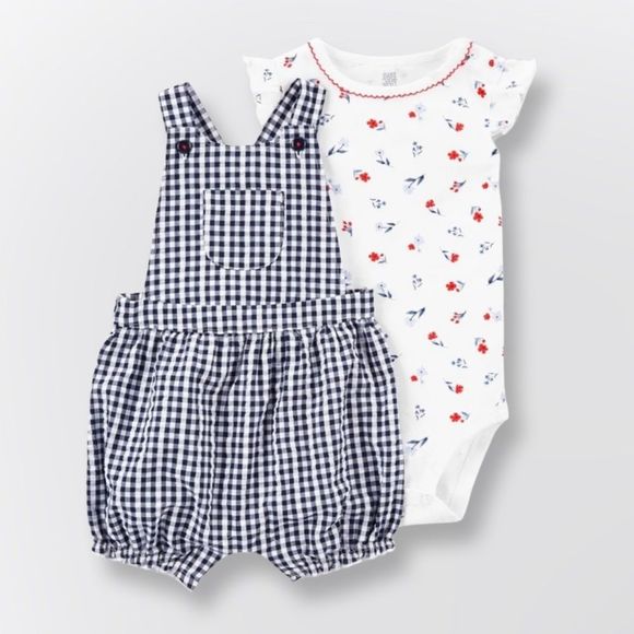 Carter's Other - NWT Carters Gingham Overall 2 Piece Set 24M